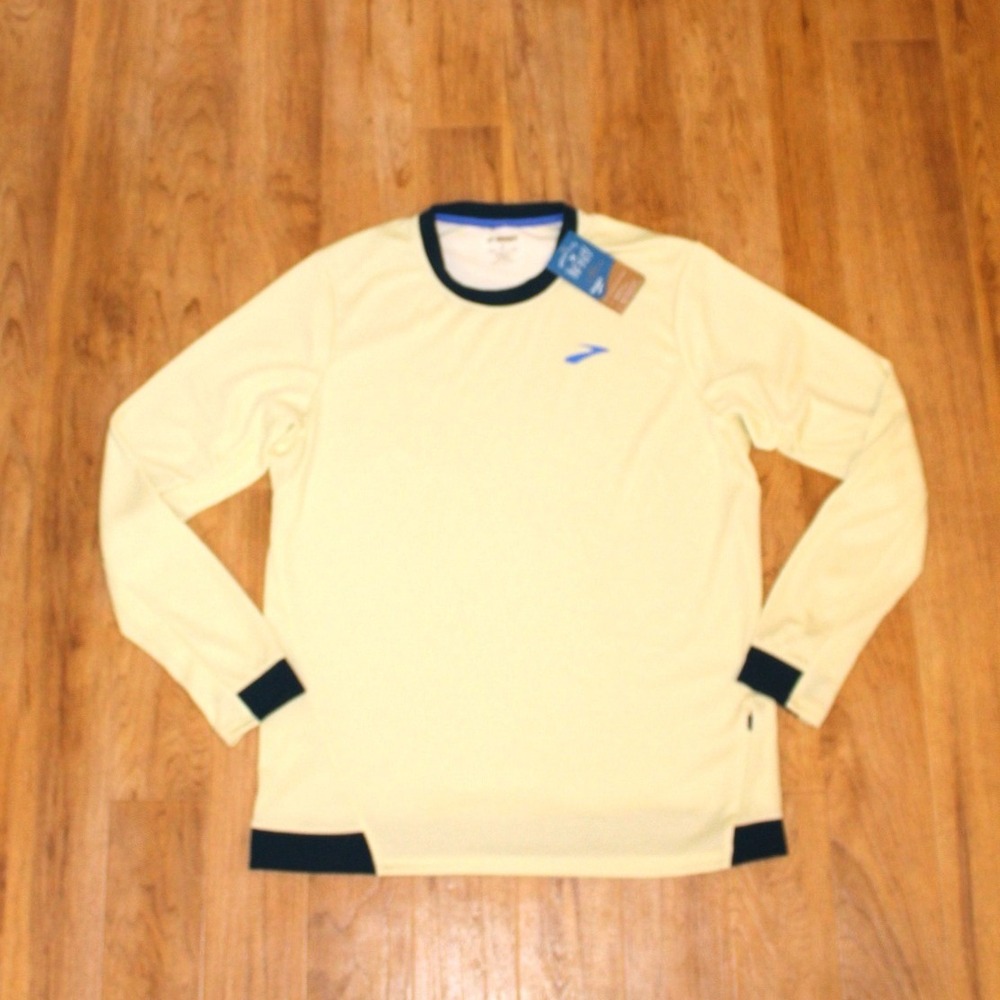 Brooks Run Within Crew Running Shirt Mens Large Honeydew Indigo NWT Long Sleeve